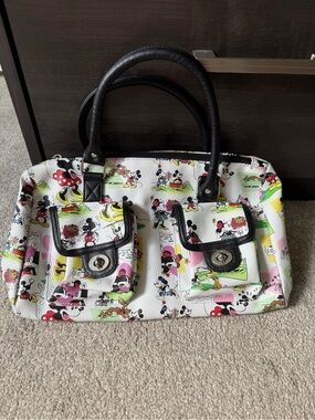 Authentic Disney Parks Mickey & Minnie Mouse Comic Strip Satchel Bag/Purse